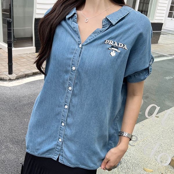 入手困難品！プラダ ロゴ デニム シャツ スーパーコピー pul54885